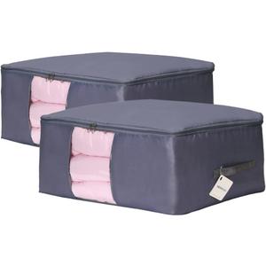 Comforter Storage Bags Pack of 2,Pillow Beddings/Blanket Clothes Organizer Storage Containers with Zippers, Breathable and Moistureproof (Grey 2pcs, XXL)