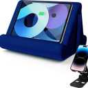 Multi-Angle Tablet Stand with Soft Pad Cushion and Net Pocket - Universal Phone and Pad Holder for Lap, Knee, Sofa and Bed (Navy Blue)