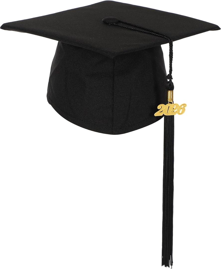 Unisex Matte Preschool and Kindergarten Graduation Cap with Year Charm Tassel (One Size, Black)