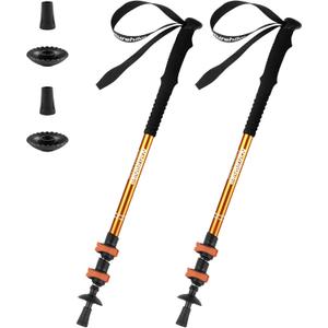 Naturehike Collapsible Trekking Poles, Adjustable Lightweight Aluminum Hiking Poles, Shock Absorption with Wrist Straps for Hiking and Daily Use, Yelllow/Green (Set of 2)