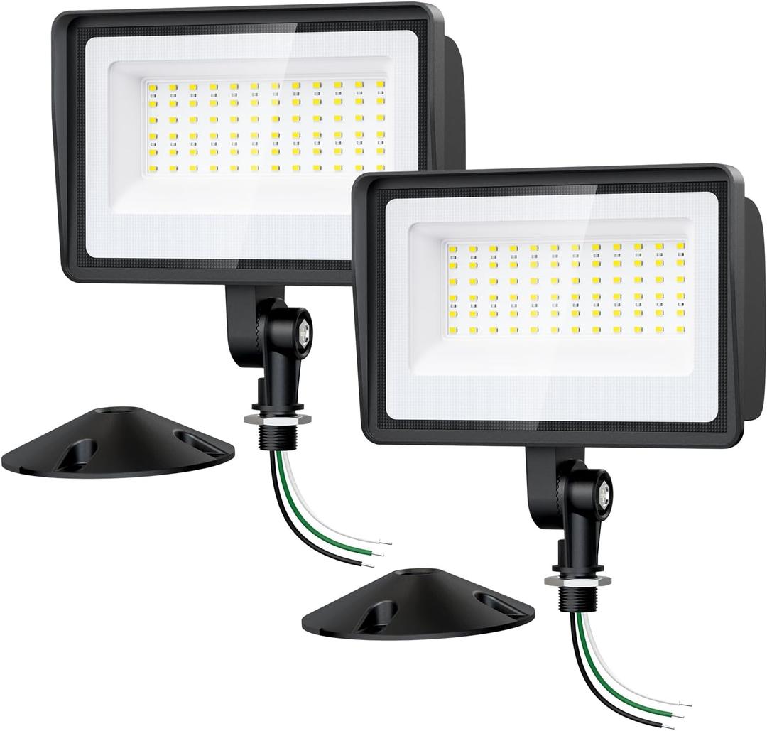 Onforu 65W LED Flood Lights Outdoor with Knuckle Mount, 7800LM Super Bright Garage Security Lights, IP66 Waterproof, 6500K Outside led Lights for Yard, Garage, Garden 2 Pack