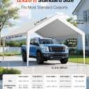VEVOR Carport Replacement Canopy, 12 x 20 ft Potable Garage Tent Top Tarp, UV-Resistant & Waterproof Car Shelter Tarp, Heavy Duty Car Port Cover with Ball Buggees, White, Frame Not Included