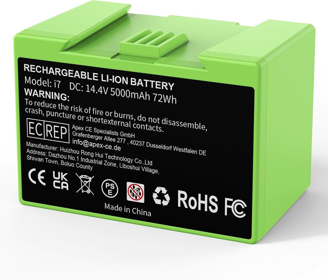 Replacement for iRobot Battery Roomba i7 j7 i3+ e and i Series, ABL-D1 Large Capacity 14.4v 72Wh Battery Compatible with i7+ i8 i6 i4 i3 i3+ i7158 J7 7150 7550 and e5 e6 e5150 e5152 e6198 Etc