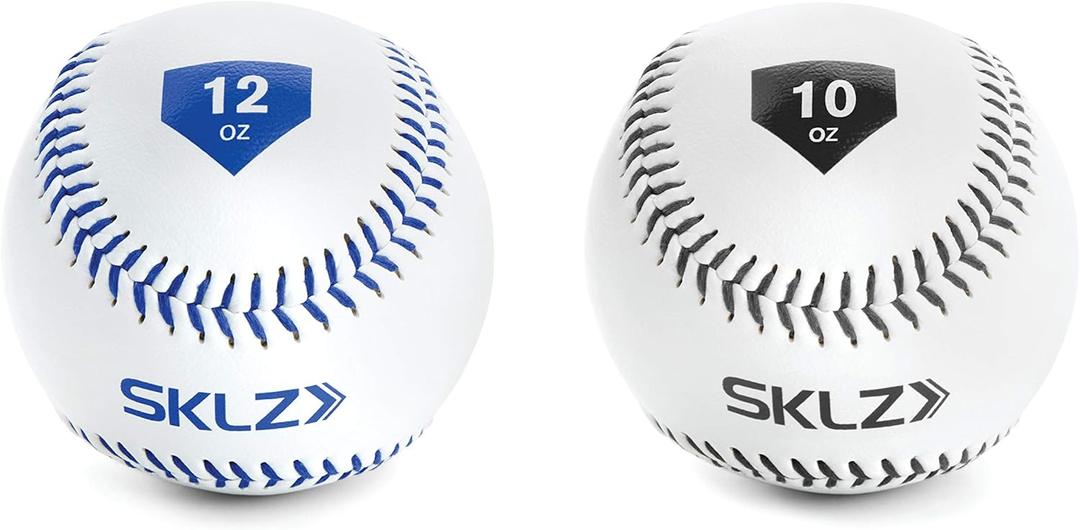 SKLZ Weighted Throwing Baseballs, 2-Pack (10 Ounce and 12 Ounce),White