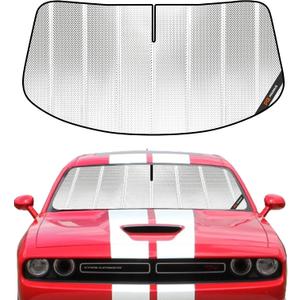 Windshield Sun Shade for Dodge Challenger 2015-2023. Full Coverage Rearview Mirror Shade for Ultimate Protection