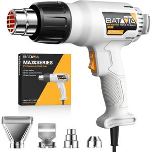 Heat Gun - BATAVIA Dual Protection Fuses 1800W Heavy Duty Fast Heat Hot Air Gun with 752&1112 Dual-Temperature Settings and 4 Nozzles with Overheat Protection for Crafts, Vinyl Wrap, Shrink Tubing