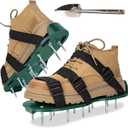 Lawn Aerator Shoes with Adjustable Strap and Heavy Duty Spikes for Grass Aerating Patio Garden One-Size-Fits-All Use for Yard Patio Lawn Garden (Green)