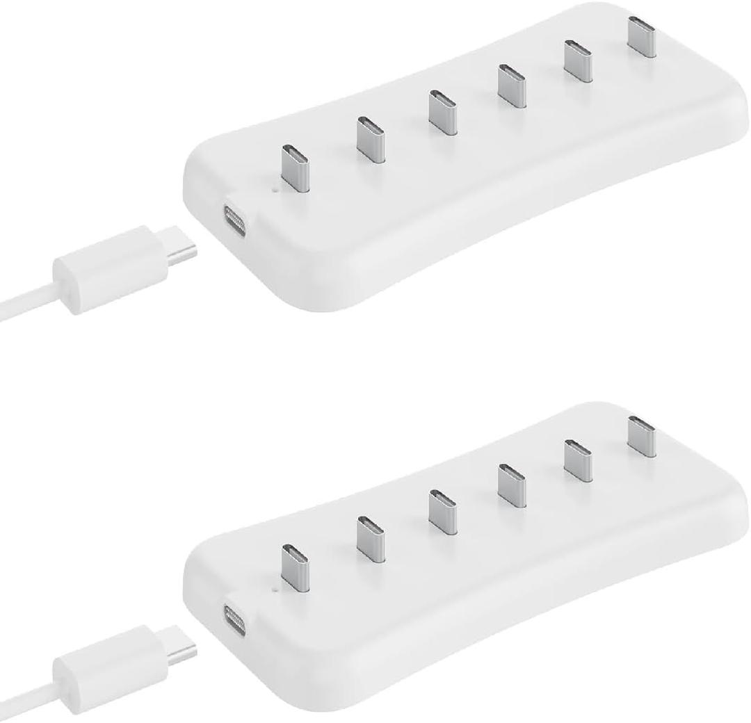 Usb Under Cabinet Lighting charging station with 6 Type-c Charging Ports, 2-Pack, Portable Motion Sensor Light Indoor Multi-Light Storage&Charging Base Save Charging Time Design for Closet Light