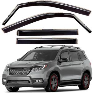 GrandWheel Window Deflectors Smoke Tinted in-Channel Side Window Vent Visor Deflectors Rain Guards Compatible with Honda Passport 2019-2025 - 4pcs. GW0785