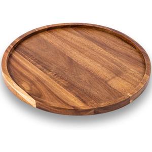 Round Acacia Wood Serving Tray Platter for Coffee Table Home Decor, 13.8 Inch Decorative Candle Holder Tray Appetizer Charcuterie Board Tray Organizer for Kitchen/Countertop