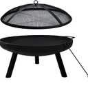 23inch Portable Fire Pit with Fire Poker and Spark Screen, 2 in 1 Small Round Outdoor Fireplace for Outside Heating, Bonfire Party, Camping, Backyard, Patio, Garden, RV Trip