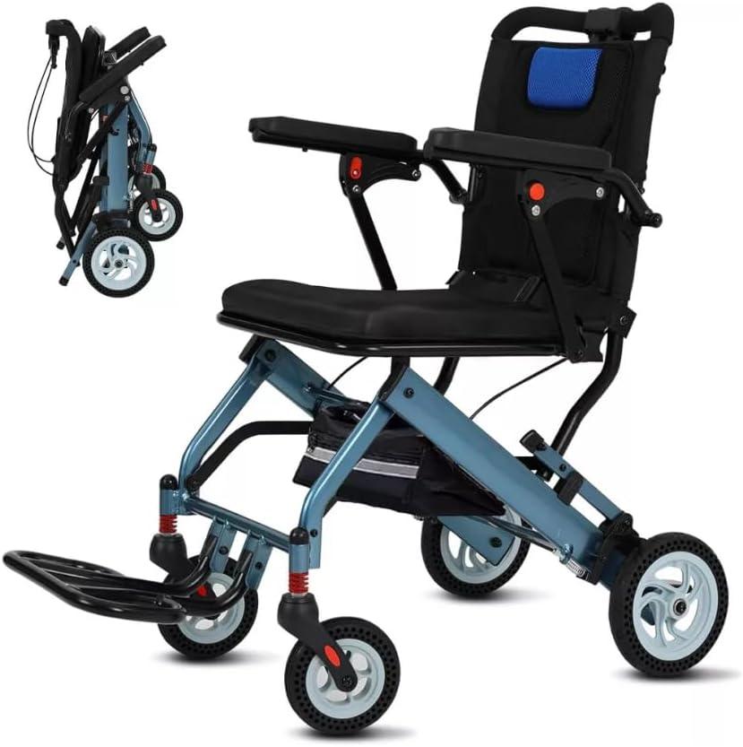 20 Lbs Wheelchair for Adults, Transport Wheelchair Lightweight Foldable, Ergonimic Travel Wheelchair, Aviation Aluminum Frame Holds 220LBS for Seniors Travel & Daily Use