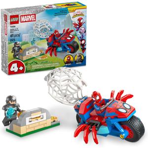LEGO Marvel Spidey and His Amazing Friends Spidey on his Motorcycle vs. Rhino Building Toy for Kids - Super Hero Pretend Playset for Preschool Boys & Girls, Ages 4+ - Gift Idea for Birthdays - 11206