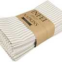 INFEI Plain Striped Cotton Linen Blended Dinner Cloth Napkin (40 x 30 cm) - for Events & Home Use (Beige) 1pc