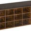 VASAGLE Shoe Bench with Cushion, 15 Compartments, 11.8 x 41.3 x 18.9 Inches | Entryway Storage Bench with Padded Seat, for Bedroom, Rustic Brown and Chestnut Brown, CUSTOS Collection ULHS15BX