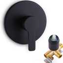 Shower Valve Handle Bathroom Shower Mixer Valve Kit, Wall Mount Rough-in Tub Shower Control Valves Round 1 Way Single Function, Male Thread, Matte Black