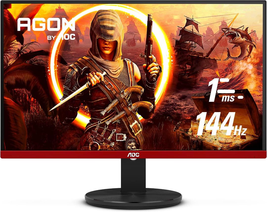 AOC G2490VX 24" Class Frameless Gaming Monitor, FHD 1920x1080, 1ms 144Hz, FreeSync Premium, 126% sRGB / 93% DCI-P3, 3Yr Re-Spawned Zero Dead Pixels, Black