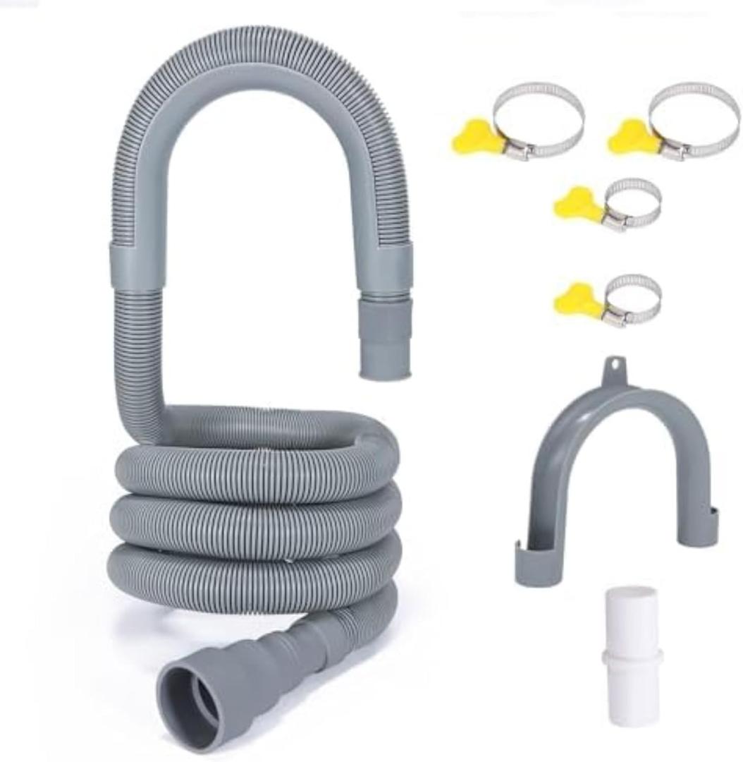 PinkCross Universal Washing Machine Drain Hose Extension, Flexible Washer & Dishwasher Hose, Portable Sink & Dehumidifier Pipe, Corrugated Plastic Hose with Clamp (16.4FT)