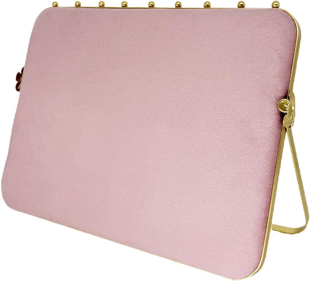 TANG SONG 10.24 Dual-Tone Metal Necklace Display Stand with Velvet Base Jewelry Holder for Retail & Home (Pink/White)