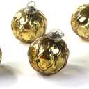 Mercury Glass Ornaments - Size 3 inches - in a Set of 6 Ornaments. Handcrafted (Embosed Gold)