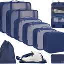 BAGAIL 10 Set Packing Cubes Various Sizes Packing Organizer for Travel Accessories Luggage Carry On Suitcase-Navy
