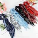 TOBATOBA Paisley Scrunchies with Ribbon Tails, Elastic Ponytail Holders for Women's Hair Accessories