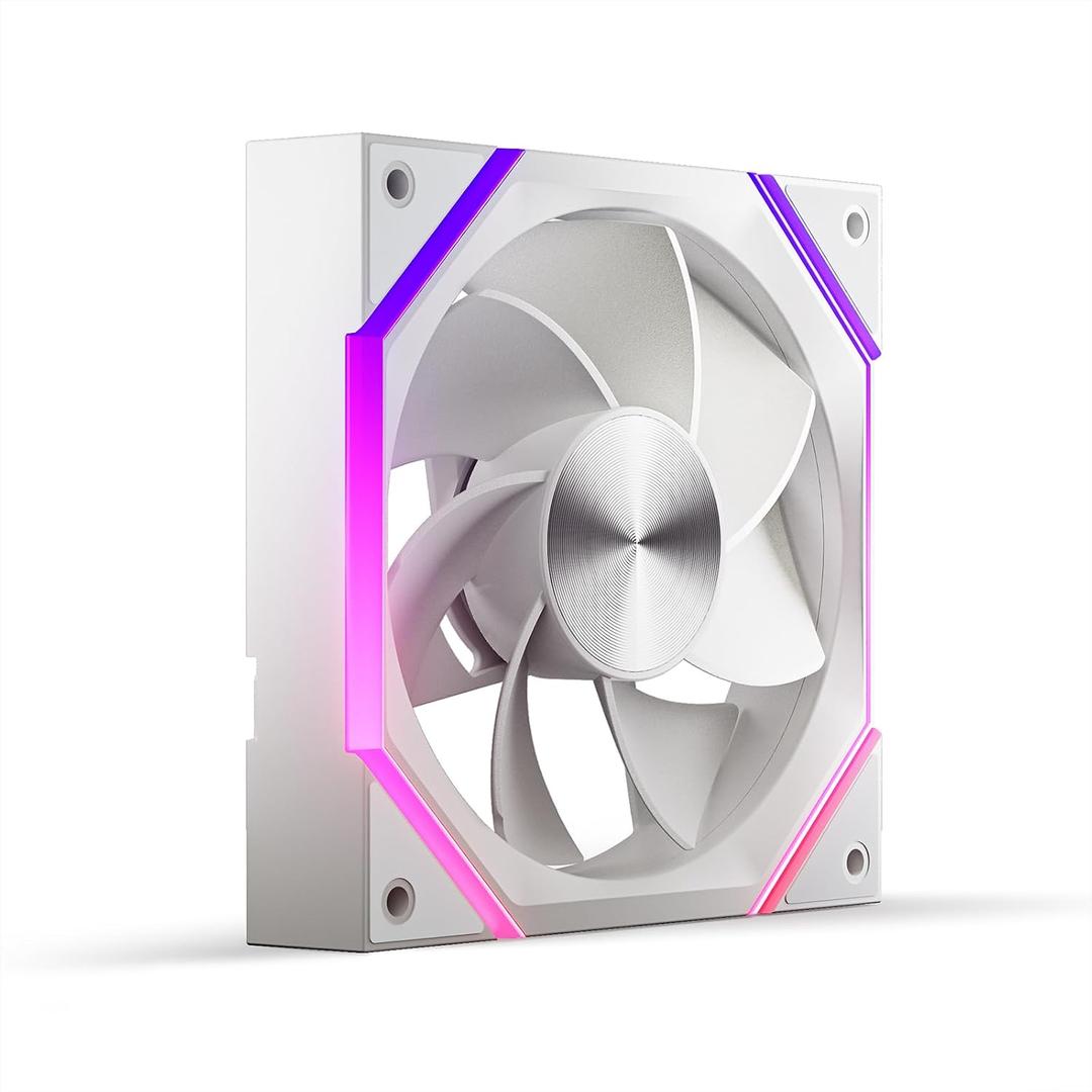 Asiahorse Nyota 120mm Case Fan with Efficient Cooling, ARGB Fan Lighting, 800-1800RPM Speed Control, and Whisper-Quiet Operation Under 29 dB, Unique Design for PC (White-1 Piece, 120mm-Reverse Blade)