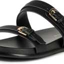 The Drop Women's Avona Two Strap Slide Sandals (9.5, Black)