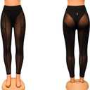 Women's Sexy See Through Sheer Mesh Pants Leggings High Waist Casual Sweatpants Tights (XL)