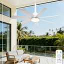 28'' Outdoor Ceiling Fans with Lights and Remote, LED Gazebo Hanging Fan with Hook, 3CCT 3000K-6500K Dimmable Gazebo Fan, 6-Speed Quiet Ceiling Fan with Timer for Patio, Porch, Pergola, Garage, White