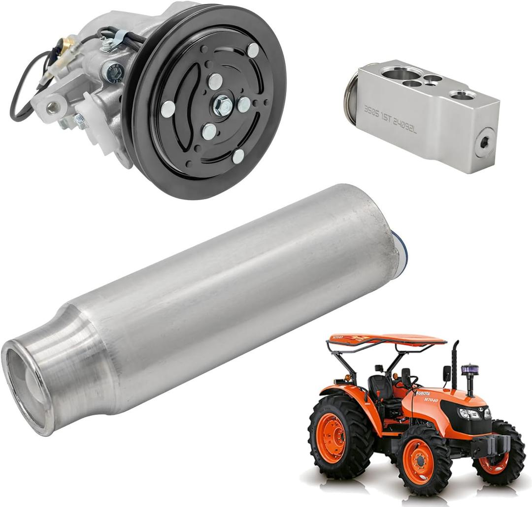 RD451-93900 AC Compressor Service Kit 3Pcs Fits for Kubota Tractors Excavators and Loaders as M7040 M8540 M9540 SVL65 SVL75 .etc, with T0070-79270 Receiver Drier And 3A851-72170 Expansion Valve