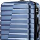 Coolife Carry On Luggage Airline Approved with Wheels Hard Shell Suitcase Spinner TSA Lock Telescopic Handle 20-Inch, Blue