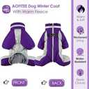 AOFITEE Large Dog Jacket - Warm Winter Coat with Built-in Harness, Reflective Turtleneck, Windproof Snowsuit, Four-Legged Fleece for Small to Large Dogs (X-Large, Purple)