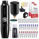 Dragonhawk Tattoo Gun Kit Wireless Tattoo Machine Beginner Tattoo Kit Complete Tattoo Pen Kit Pro Cartridges Tattoo Supplies W085D (Tattoo Kit -1)