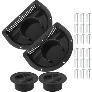Calvana 2 Pack RV Vent Covers, Universal Side Vent Cover for Trailers, Trucks, and Cargo Enclosures (Black)