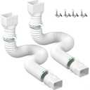 2 Pack Rain Gutter Downspout Extensions Flexible,Drain Downspout Extender Connector 21"-68",Screws for Included,White