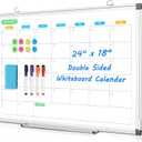 Dry Erase Board Calendar for Wall, 24" x 18" Magnetic Whiteboard Calendar, Monthly Calendar Whiteboard for Wall, Double-Sided Hanging Aluminum Frame White Board for Home, School, Office