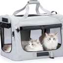 Extra Large Cat Carrier for 2 Cats, Collapsible Soft Sided Pet XL Crate for Large Mudium Big Cat 20lbs+, Car Travel Portable Bag for Long Trips Ride 24"x16.5"x16.5" , Starry Grey 