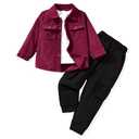 5T Toddler Boy Fall Clothes Little Kid Corduroy Long Sleeve Button Down Lapel Collared Shacket Jacket only 5-6T