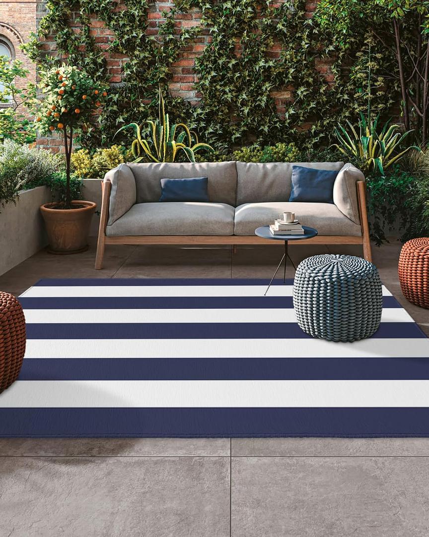 Outdoor Rug 100%polypropylene Room essentials Navy stripe 4ftx6ft