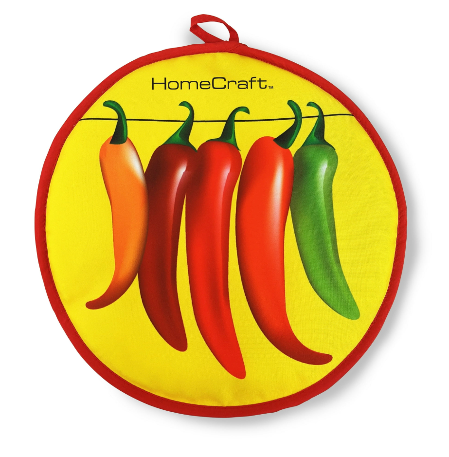 HomeCraft HCMSSTW12 12" Microwave Soft Side Tortilla Warmer & Plastic Cutting Board Set: 4 Count & 2 Silicone Trivet Mats, Blue & 2 POINTELLE PLACEMATS BLACK