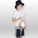 Spooktacular Creations Gold Clock Necklace Halloween Jumbo Gold Necklace White Rabbit Clock Hip Hop Rapper for Kids Women Men Halloween Party Decorations, White Rabbit Costume
