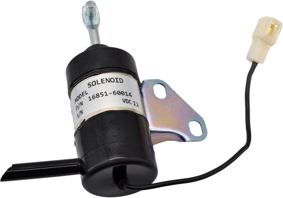 16851-60014 Fuel Shut Off Solenoid Compatible with Kubota BX2230D BX1500D BX1800D RTV900R RTV900T B7410D Z482 Z602 D722 D902 D782 D622 Z402 Replacement for 16851-60012 052600-4531 12VDC