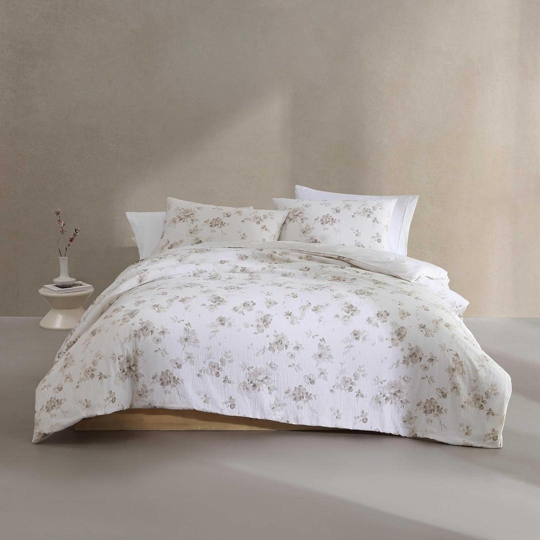 Calvin Klein - King Comforter Set, Floral Inspired Soft Bedding with Matching Shams, Oeko-Tex Certified (Eternity Floral Beige, King)
