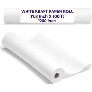 Purple Papers White Kraft Paper Roll | 17.8" x 100 ft Craft Paper - Wall Decor, Bulletin Boards - Gift Wrapping - Wall Art