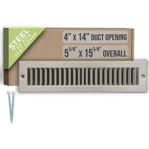Fits 4x14 Duct Opening | Toe Kick Vent Cover by Handua | Cabinet Toe Kick Space Register Grille | HVAC Toe Space Vent Cover | Outer Dimensions: 5 3/8" X 15 3/8" | Brown