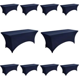 10-Pack 6ft Spandex Table Covers for Rectangle Standard Folding Tables - Wrinkle Resistant Stretch Tablecloths - Ultimate Fitted Table Protector for Parties, Banquet, Wedding