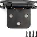 Black Matte Cabinet Hinges 1/2 inch Overlay,40 Pack 20 Pairs Kitchen Cabinet Self Closing Door Hinges, Black Face Mount Cabinet Hardware
