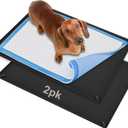 Skywin TidyFriend 2 Pk Pee Pad Holder Tray for 30 x 23 Pee Pads with Corner Lock Holes, Raised Edges, Non-Spill, Easy to Clean Silicone Dog Potty Tray Holder, for Indoor Floor Protection (Black)