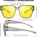 URUMQI Night Vision Glasses Fit Over Eyeglasses for Women Men, Anti Glare Polarized NightTime Glasses Oversized Yellow Lens (02 Transparent Grey Frame/Night Vision Lens)